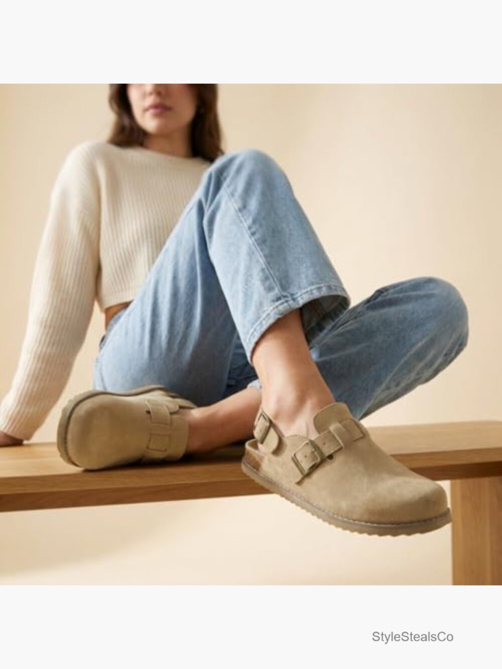 Suede Mules with Adjustable Buckles, Memory Foam, Closed Toe, Summer Clogs - Picture 4 of 7